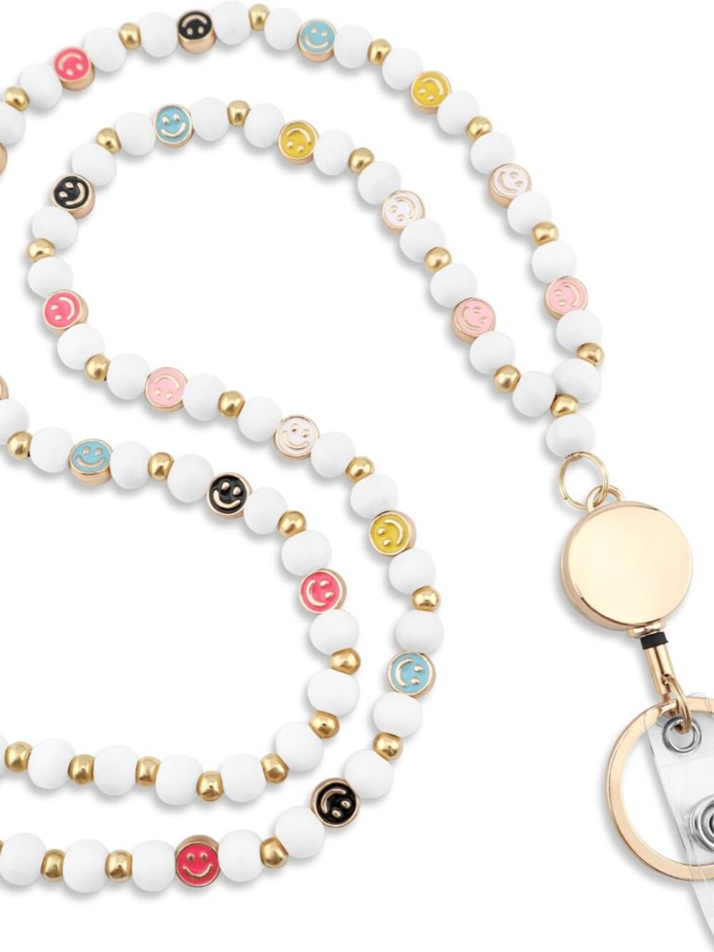Stylish Beaded Teacher Lanyard for Women with Retractable ID Badge Holder Cute S